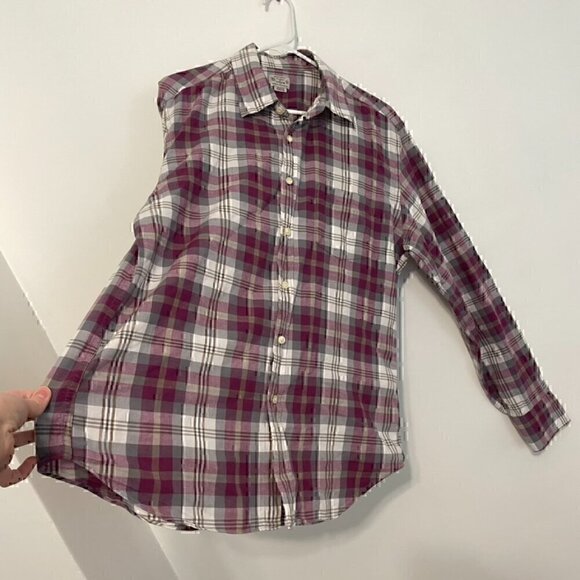 J. CREW Mens Madras Shirts Tailored Purple Gray Plaid Long Sleeve Button Down L - Picture 10 of 15